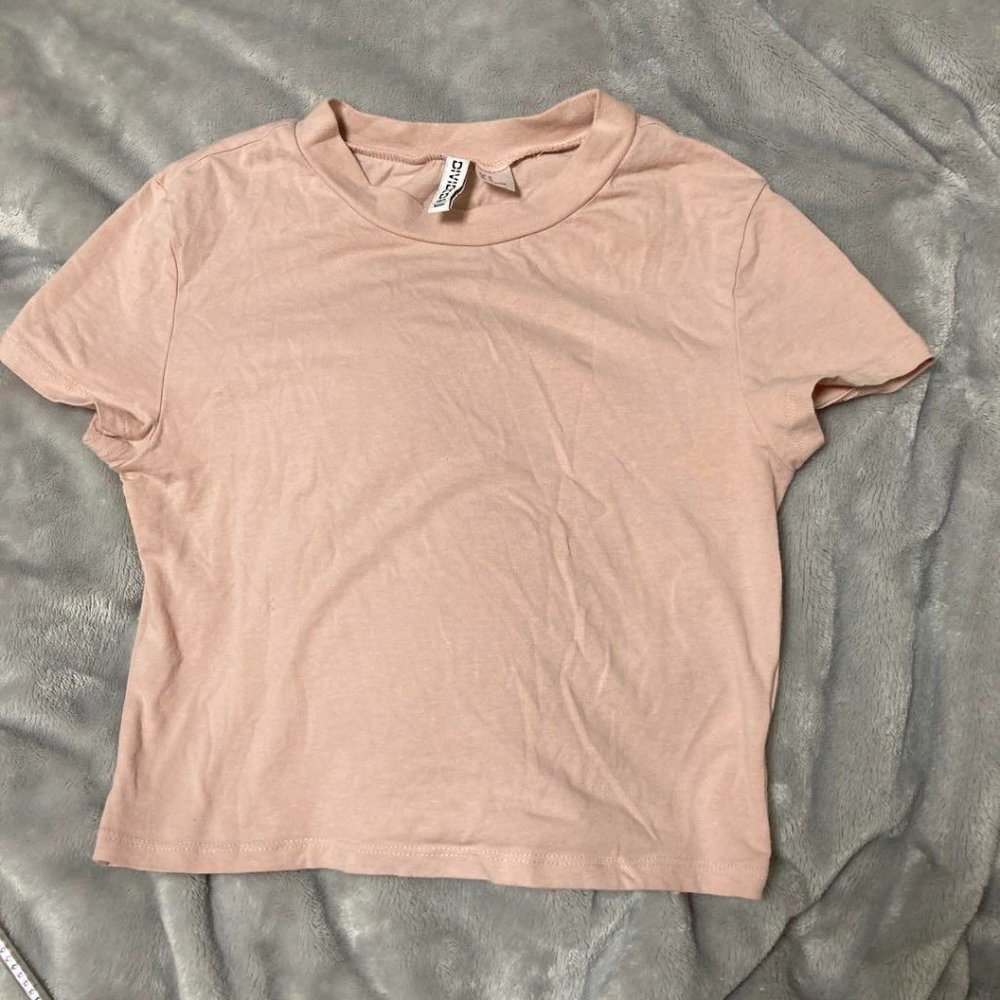 A short length Pink Short Sleeve Top